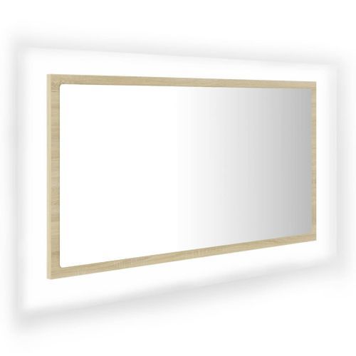 Miroir LED de salle de bain Chêne sonoma 80x8,5x37 cm - Photo n°3; ?>