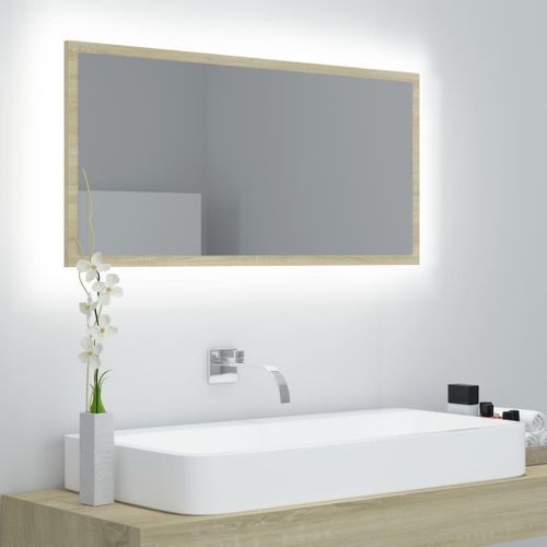 Miroir LED de salle de bain Chêne sonoma 90x8,5x37 cm - Photo n°2; ?>