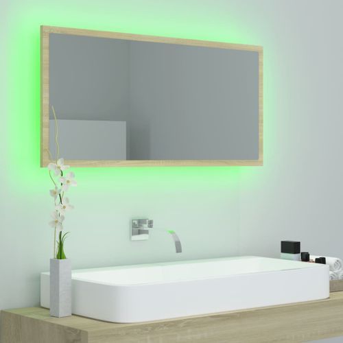 Miroir LED de salle de bain Chêne sonoma 90x8,5x37 cm - Photo n°3; ?>