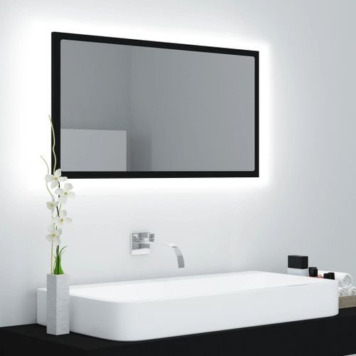 Miroir LED de salle de bain Noir 80x8,5x37 cm - Photo n°3; ?>