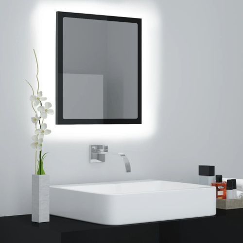 Miroir LED de salle de bain Noir brillant 40x8,5x37cm - Photo n°2; ?>