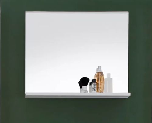 Miroir mural avec étagère mélaminé blanc Ivano - Photo n°3; ?>