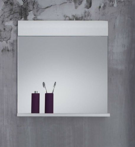 Miroir mural avec étagère mélaminé blanc Lentz - Photo n°3; ?>