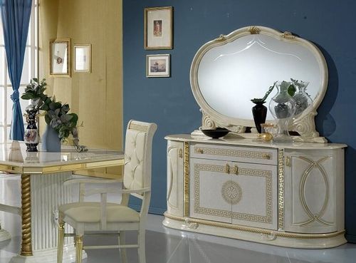Miroir mural bois vernis laqué brillant beige Venus 130 cm - Photo n°2; ?>