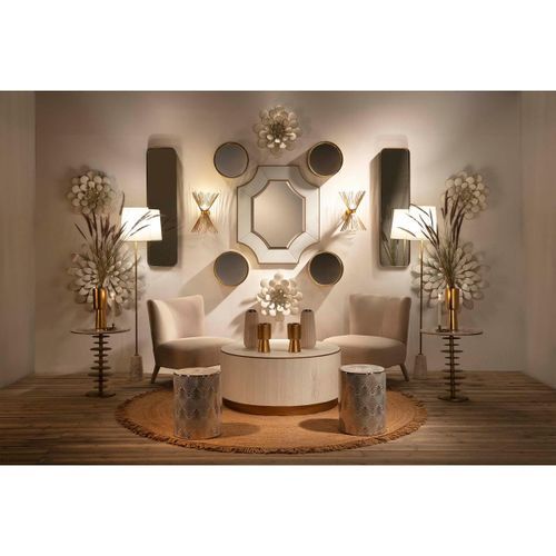 Miroir mural rond métal doré Alma D 36 cm - Photo n°2; ?>