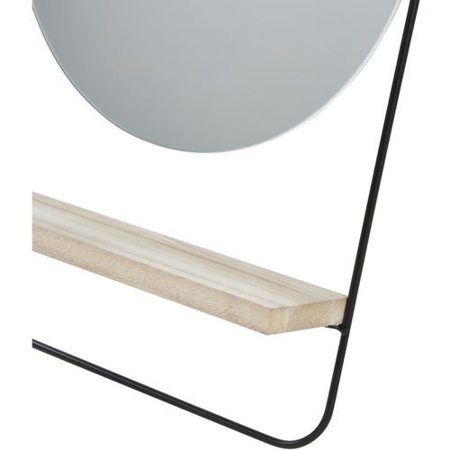 Miroir mural rond métal noir et étagère bois clair Sonna - Photo n°3; ?>
