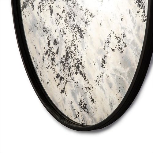 Miroir mural rond métal noir et miroir vieilli gris Picty - Photo n°2; ?>