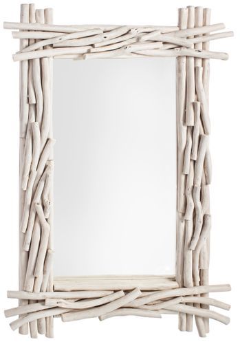 Miroir rectangle en branches teck blanc Sary L 90 cm - Photo n°3; ?>