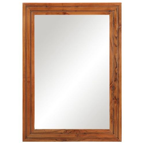 Miroir salle de bain 50x70 cm bois massif d'acacia et verre - Photo n°2; ?>