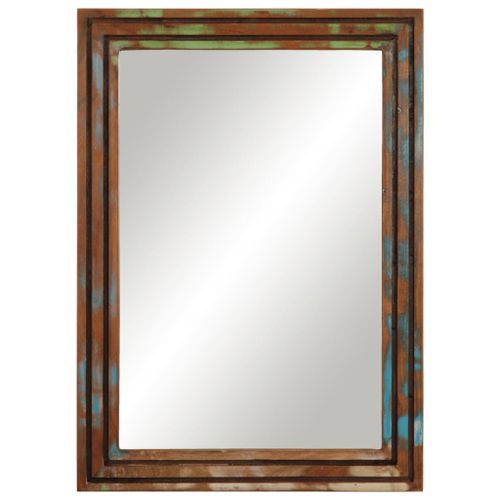 Miroir salle de bain 50x70 cm bois massif d'acacia et verre - Photo n°2; ?>