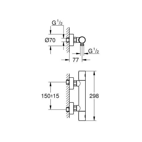 Mitigeur thermostatique de douche - Precision Get THM GROHE - Chromé - Photo n°2; ?>