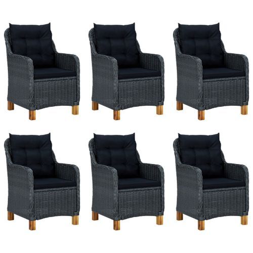 Mobilier à dîner 7 pcs avec coussins Résine tressée Gris foncé 5 - Photo n°3; ?>