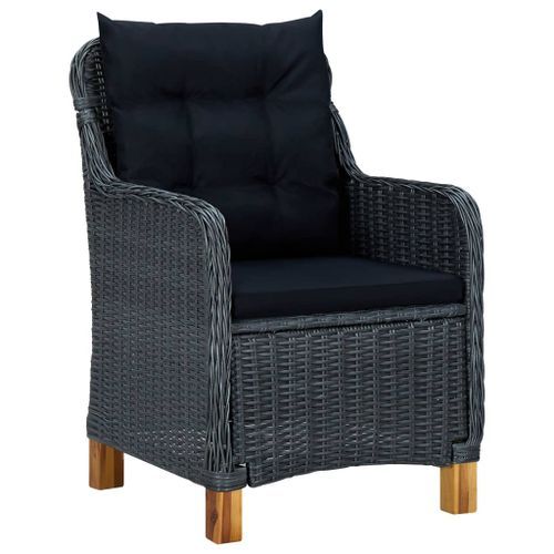 Mobilier à dîner 7 pcs avec coussins Résine tressée Gris foncé 4 - Photo n°3; ?>