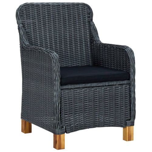 Mobilier à dîner 7 pcs avec coussins Résine tressée Gris foncé - Photo n°3; ?>