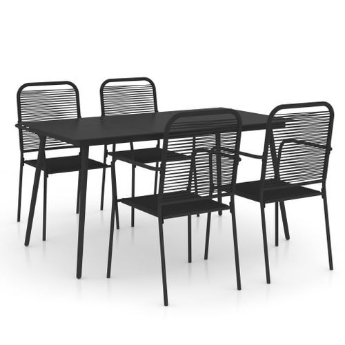 Mobilier à dîner d'extérieur 5 pcs Corde en coton et acier Noir - Photo n°2; ?>