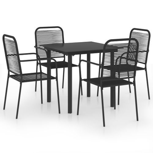 Mobilier à dîner d'extérieur 5 pcs Noir Verre et acier - Photo n°2; ?>