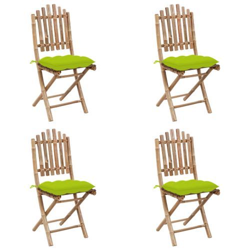 Mobilier à dîner d'extérieur pliable 5 pcs avec coussins Bambou 25 - Photo n°3; ?>