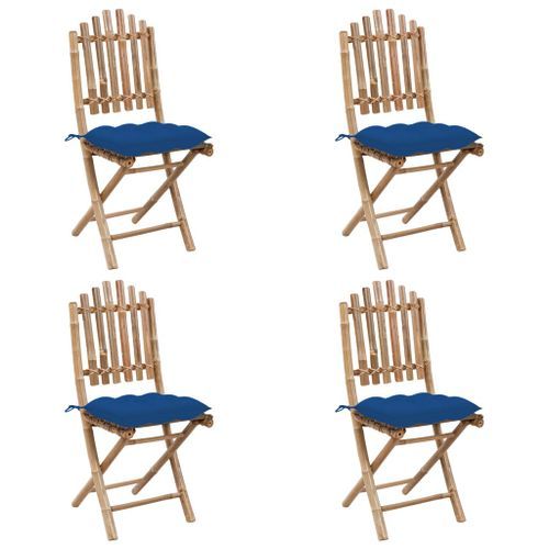 Mobilier à dîner d'extérieur pliable 5 pcs avec coussins Bambou 2 - Photo n°3; ?>