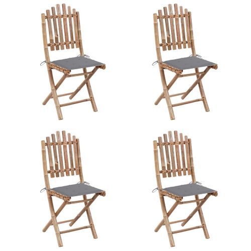 Mobilier à dîner d'extérieur pliable 5 pcs avec coussins Bambou 26 - Photo n°2; ?>