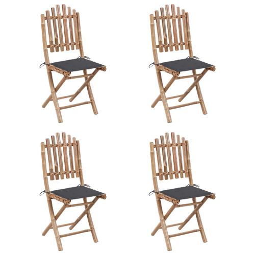 Mobilier à dîner d'extérieur pliable 5 pcs avec coussins Bambou 24 - Photo n°2; ?>