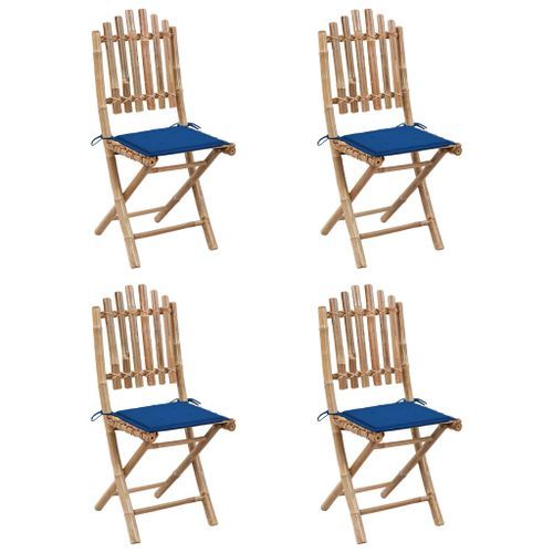 Mobilier à dîner d'extérieur pliable 5 pcs avec coussins Bambou 20 - Photo n°2; ?>