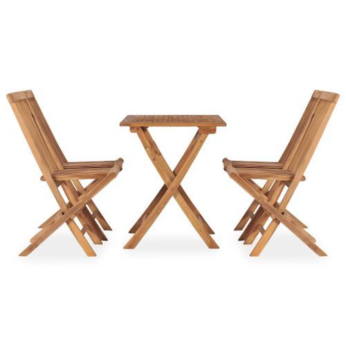 Mobilier à dîner d'extérieur pliable 5 pcs Bois solide de teck 5 - Photo n°2; ?>