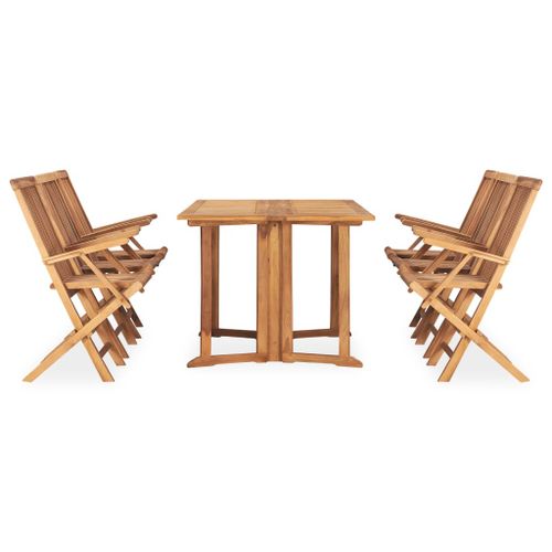 Mobilier à dîner d'extérieur pliable 7 pcs Bois solide de teck 9 - Photo n°2; ?>