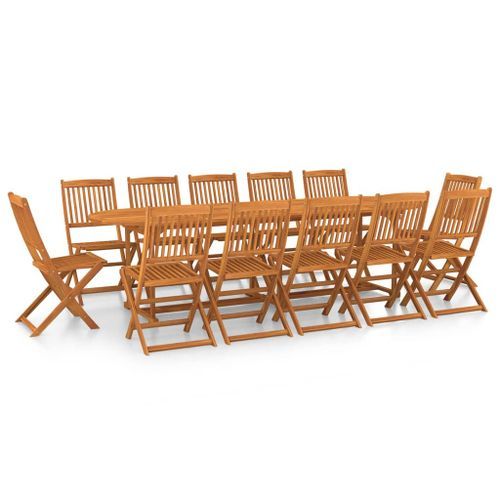 Mobilier à dîner de jardin 13 pcs Bois d'acacia massif 4 - Photo n°2; ?>