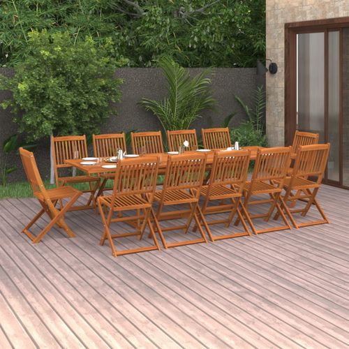 Mobilier à dîner de jardin 13 pcs Bois d'acacia massif 2 - Photo n°2; ?>