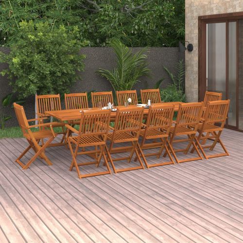 Mobilier à dîner de jardin 13 pcs Bois d'acacia massif - Photo n°2; ?>