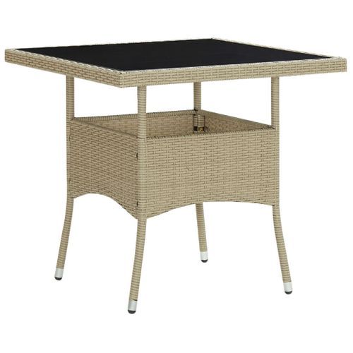 Mobilier à dîner de jardin 3 pcs Beige Résine tressée et verre - Photo n°3; ?>