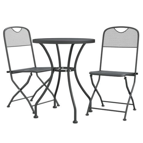 Mobilier à dîner de jardin 3 pcs Maille Métal Anthracite 3 - Photo n°3; ?>