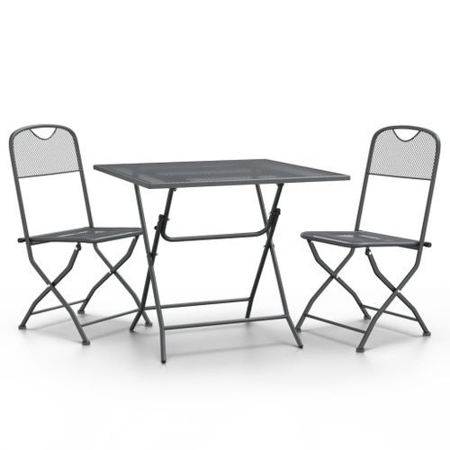 Mobilier à dîner de jardin 3 pcs Maille Métal Anthracite - Photo n°2; ?>