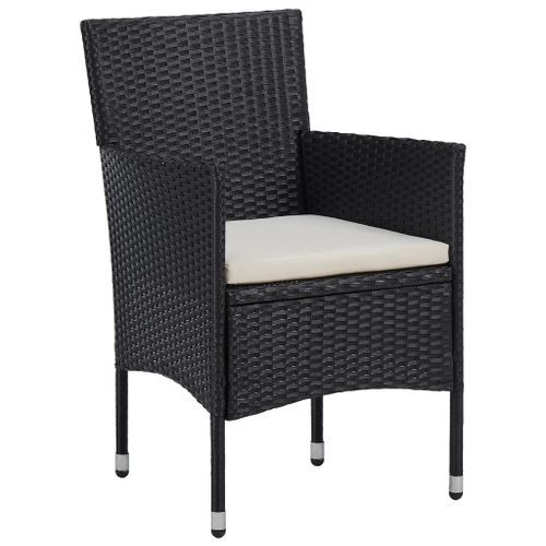 Mobilier à dîner de jardin 3 pcs Résine tressée Noir 2 - Photo n°3; ?>