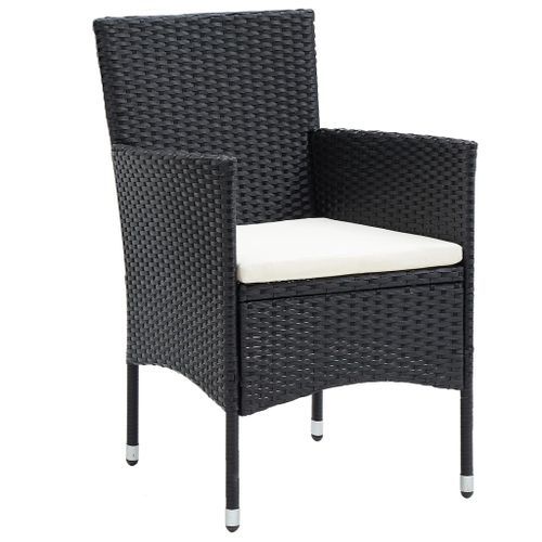 Mobilier à dîner de jardin 3 pcs Résine tressée Noir - Photo n°3; ?>