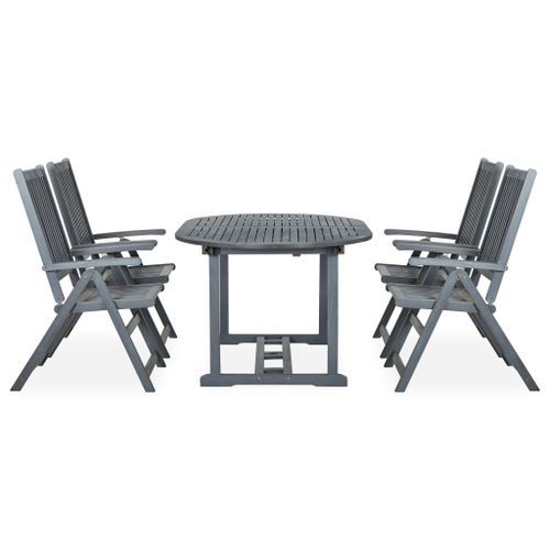 Mobilier à dîner de jardin 5 pcs Bois d'acacia massif Gris 5 - Photo n°2; ?>