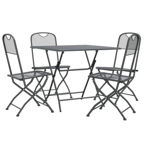 Mobilier à dîner de jardin 5 pcs Maille Métal Anthracite 2 - Photo n°3; ?>