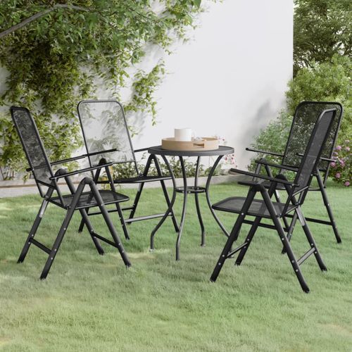 Mobilier à dîner de jardin 5 pcs Maille Métal Anthracite 4 - Photo n°2; ?>