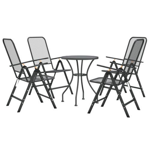 Mobilier à dîner de jardin 5 pcs Maille Métal Anthracite 4 - Photo n°3; ?>