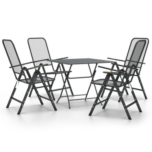 Mobilier à dîner de jardin 5 pcs Maille Métal Anthracite - Photo n°2; ?>