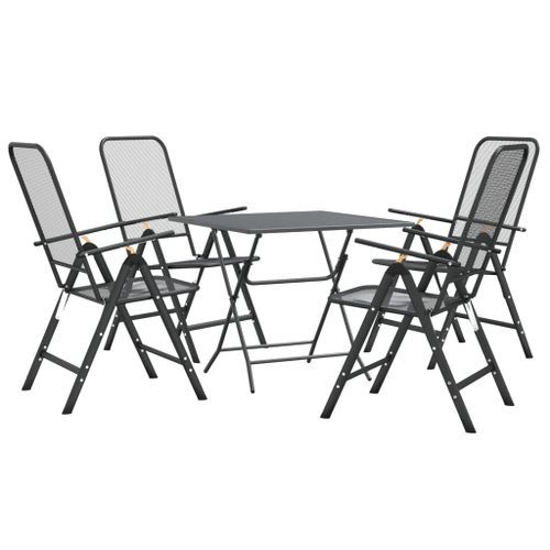 Mobilier à dîner de jardin 5 pcs Maille Métal Anthracite - Photo n°3; ?>