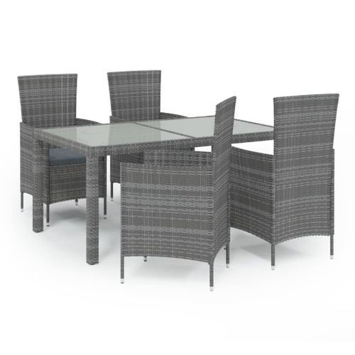 Mobilier à dîner de jardin 5pcs et coussins résine tressée vris - Photo n°2; ?>