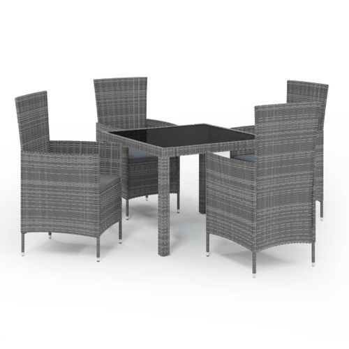 Mobilier à dîner de jardin 5pcs et coussins résine tressée vris - Photo n°2; ?>