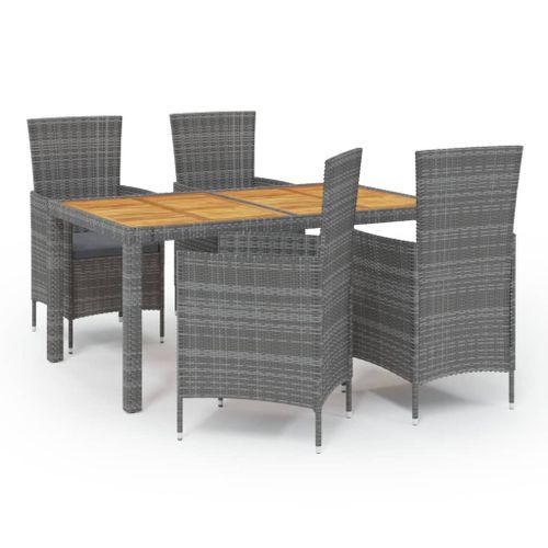 Mobilier à dîner de jardin 5pcs et coussins résine tressée vris - Photo n°2; ?>