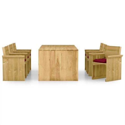 Mobilier à dîner de jardin 7 pcs avec coussins Pin imprégné 5 - Photo n°2; ?>