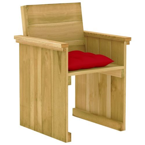 Mobilier à dîner de jardin 7 pcs avec coussins Pin imprégné 9 - Photo n°3; ?>