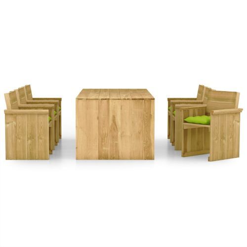 Mobilier à dîner de jardin 7 pcs avec coussins Pin imprégné 7 - Photo n°2; ?>