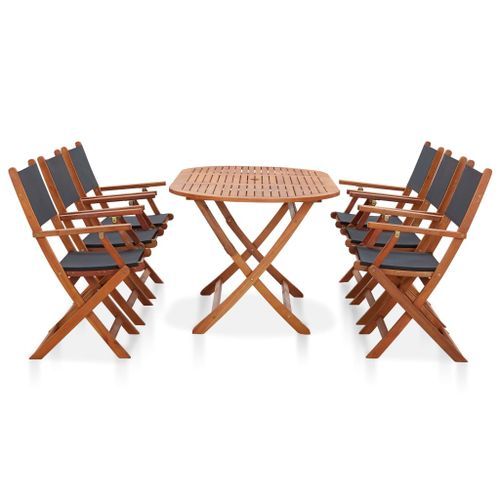 Mobilier à dîner de jardin 7 pcs Bois d'eucalyptus et textilène - Photo n°2; ?>