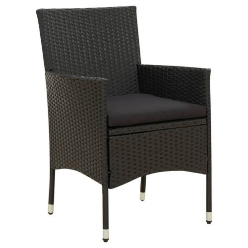 Mobilier à dîner de jardin 7pcs et coussins Résine tressée Noir - Photo n°3; ?>