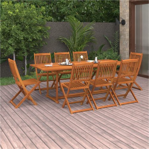 Mobilier à dîner de jardin 9 pcs Bois d'acacia massif 6 - Photo n°2; ?>